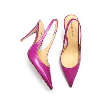FSJ Women's Pointed Toe Stiletto Pumps Chic Slingback High Heels Slip on Party Office Dress Shoes Size 6 Fuchsia