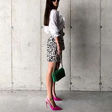 FSJ Women's Pointed Toe Stiletto Pumps Chic Slingback High Heels Slip on Party Office Dress Shoes Size 6 Fuchsia