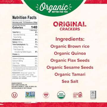 Mary's Gone Crackers Original Crackers, 6.5 Ounce (Pack of 6), Organic Brown Rice, Flax & Sesame Seeds, Gluten Free