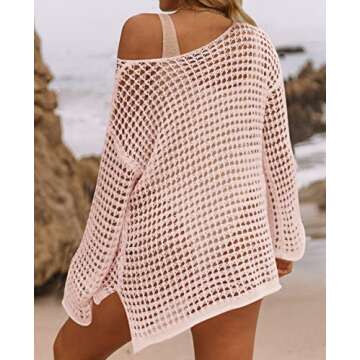 ZESICA Summer Hollow Out Beach Cover Up in Pink