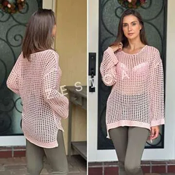 ZESICA Summer Hollow Out Beach Cover Up in Pink