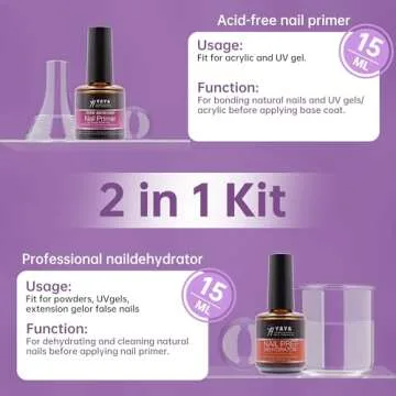YAYA NAILS Dehydrator and Primer, Acid Free Natural Nail Prep Dehydrate & Bond Primer Kit, Acrylic Nail Supplies Primer Nail Tech Must Haves Set