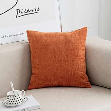 Anickal Burnt Orange Pillow Covers 20x20 Inch Set of 2 Modern Farmhouse Rustic Decorative Throw Pillow Covers Square Cushion Case for Living Room Home Sofa Couch Decoration