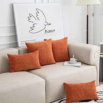 Anickal Burnt Orange Pillow Covers 20x20 Inch Set of 2 Modern Farmhouse Rustic Decorative Throw Pillow Covers Square Cushion Case for Living Room Home Sofa Couch Decoration