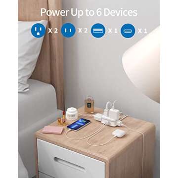 NTONPOWER Power Strip with USB C, 4 Outlets and GaN 45W USB C Ports, 4ft Retractable Extension Cord with USB C Ports, Compact Travel, Fast Charging for MacBook, iPad Pro, iPhone and Galaxy