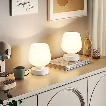 Kakanuo Touch Bedside Lamps Set of 2, Small Table Lamps for Bedroom, 3 Way Dimmable Nightstand Lamps with Modern Design, Small Desk Lamps for Living Room and Office - Bulb Included, Pack of 2