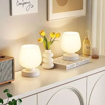 Kakanuo Touch Bedside Lamps Set of 2, Small Table Lamps for Bedroom, 3 Way Dimmable Nightstand Lamps with Modern Design, Small Desk Lamps for Living Room and Office - Bulb Included, Pack of 2