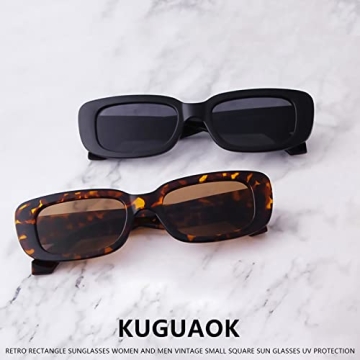 KUGUAOK Retro Rectangle Sunglasses for Men and Women
