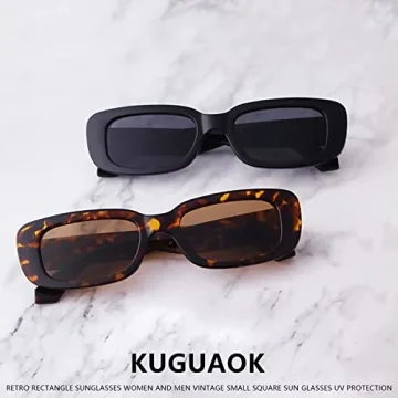 KUGUAOK Retro Rectangle Sunglasses for Men and Women