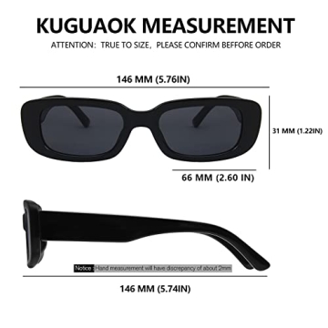 KUGUAOK Retro Rectangle Sunglasses for Men and Women