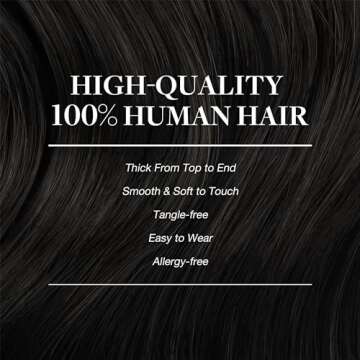 GOO GOO Clip in Hair Extensions Real Human Hair, Remy Human Hair Extensions Clip ins for Women, Natural Human Hair, 22inch 150g 9Pcs, 1B Natural black