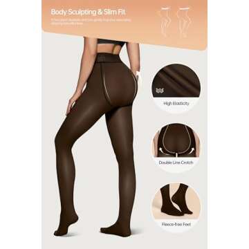 Vertvie Fleece Lined Tights for Women Thermal Pantyhose Fake Translucent Winter Warm Tights High Waisted Thick Leggings (220g-Thin Fleece,Black Sheer,Large-X-Large)
