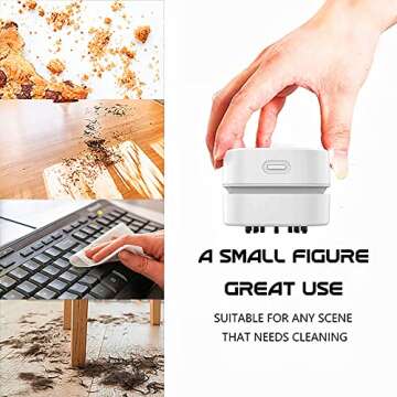 TRZLIFE Desk Vacuum, Upgraded Version of Mini Desk Vacuum Cleaner More Durable Desk Accessory Sucks Tiny Items and Crumbs on Desktop Drawer Countertop Ideal Tech White Elephant Gift