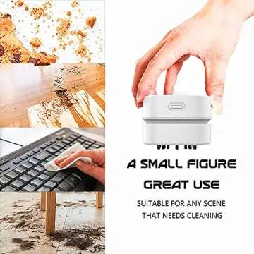 TRZLIFE Desk Vacuum, Upgraded Version of Mini Desk Vacuum Cleaner More Durable Desk Accessory Sucks Tiny Items and Crumbs on Desktop Drawer Countertop Ideal Tech White Elephant Gift