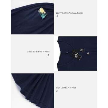 OUGES Fall Dresses for Women 2025 Long Sleeve Navy Casual Midi Dresses for Women Button Down Winter Dress with Pockets 2025(Navy,L)