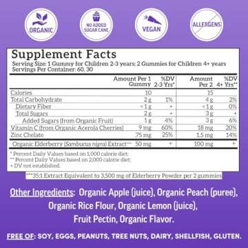 Llama Naturals Real Fruit Sambucus Elderberry Gummies for Kids | No Added Sugar Cane, Vegan, Organic...