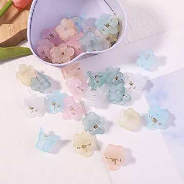 48Pcs Small Hair Claw Clips, Mini Hair Clips No-Slip Grip Jaw Clips Mix Colored Flower Hair Accessories for Women Girls
