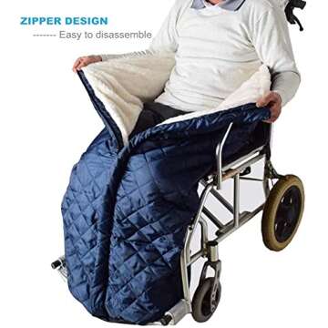 GFERTRE Lightweight Wheelchair Blanket with Zipper, Lambswool Wheelchair Knee Blanket for Adults,Whe...