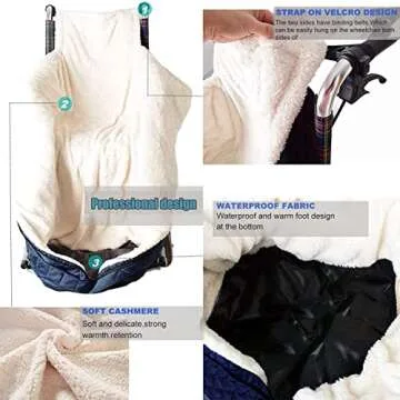 GFERTRE Lightweight Wheelchair Blanket with Zipper, Lambswool Wheelchair Knee Blanket for Adults,Wheelchair Coat, Wheelchair Warm Covers Leg/Lap and Lower Body Universal fit Blankets for wheelchairs