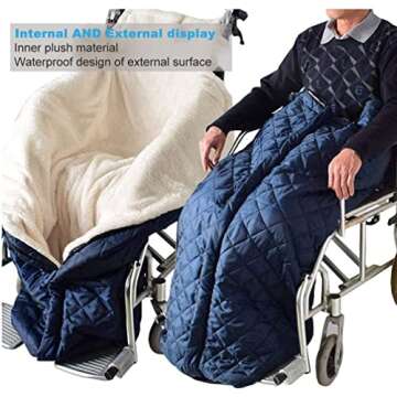 GFERTRE Lightweight Wheelchair Blanket with Zipper, Lambswool Wheelchair Knee Blanket for Adults,Wheelchair Coat, Wheelchair Warm Covers Leg/Lap and Lower Body Universal fit Blankets for wheelchairs