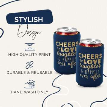 Wedding Can Cooler Decorations - 12 Cheers to Love Laughter and Happily Ever After, Rehearsal Dinner...