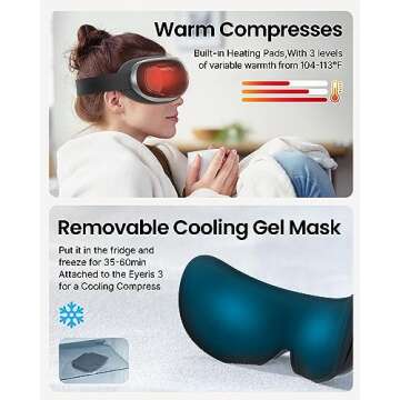 RENPHO Eye Massager with Heat and Cooling for Migraines, Valentine's Day/Birthday Gifts for Women/Men, FSA HSA Eligible, Eyeris 3 Voice Control Eye Mask with DIY Massage Setting, Eye Care for Relax