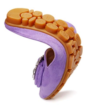 Women's Suede Leather Mules Mules for Woman Rhinestone Flats Comfortable Slip on Women Mule Shoe Purple Size 7