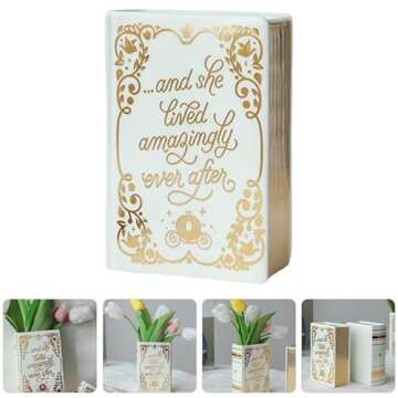PRETYZOOM Ceramic Book Vase for Flower Arrangement, Stylish Home Decor