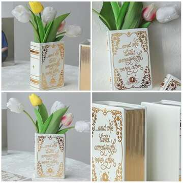 Unique Book Shaped Ceramic Vase for Home Decor
