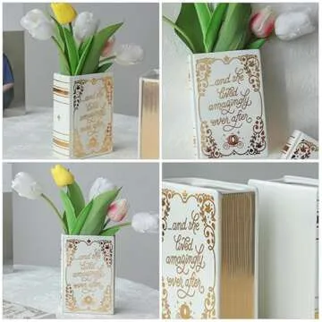 Unique Book Shaped Ceramic Vase for Home Decor