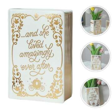 Unique Book Shaped Ceramic Vase for Home Decor