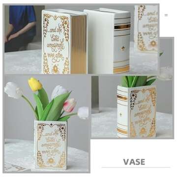 Unique Book Shaped Ceramic Vase for Home Decor