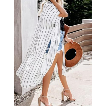 Dokotoo Women's Striped Summer Kimono for Beach & Casual Wear