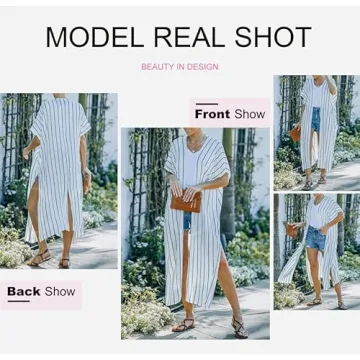 Dokotoo Women's Striped Summer Kimono for Beach & Casual Wear