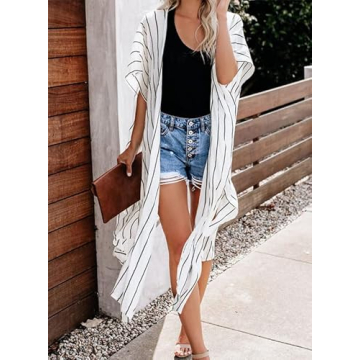 Dokotoo Women's Striped Summer Kimono for Beach & Casual Wear