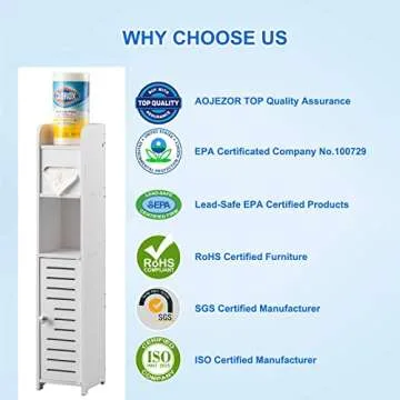 AOJEZOR Toilet Paper Holder Stand: Small Bathroom Storage Cabinet- White