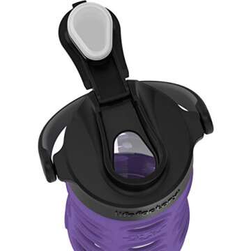 Lifefactory 12-Ounce Glass Water Bottle with Active Flip Cap and Protective Silicone Sleeve, Iris