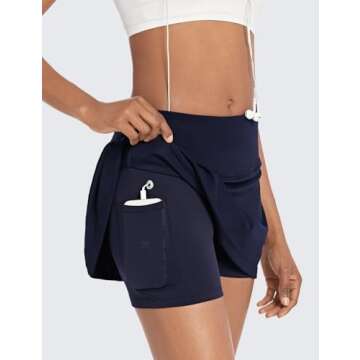 BALEAF Women's 13" Tennis Skirts High Waisted Athletic Golf Skorts Pleated 4 Pockets for Casual Running Sports Workout Navy L