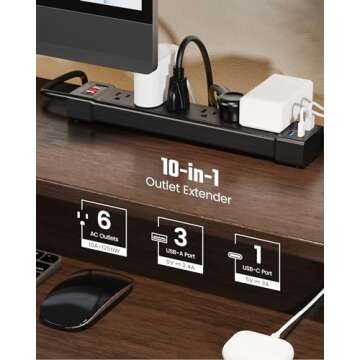 Power Strip with 4 USB Ports, SUPERDANNY 6 Outlets Surge Protector, 4 Ft Extension Cord Flat Plug, 9...
