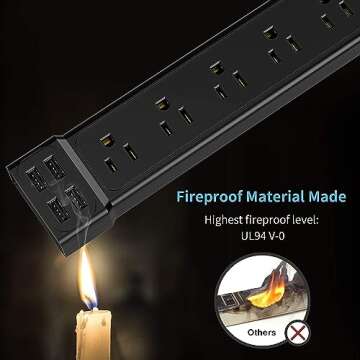 SUPERDANNY Power Strip with 4 USB Ports, 6 Outlets