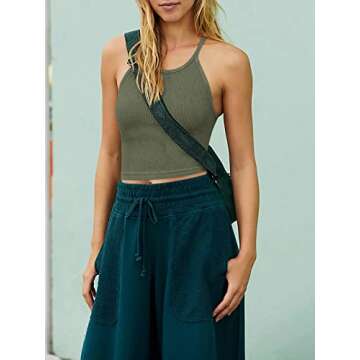 LASLULU Womens Sports Bra - Seamless Crop Tank Top