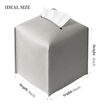 Modern PU Leather Tissue Box Cover - 2 Pack Grey