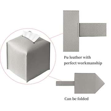 Modern PU Leather Tissue Box Cover - 2 Pack Grey