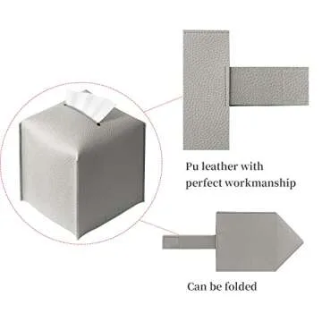 Modern PU Leather Tissue Box Cover - 2 Pack Grey