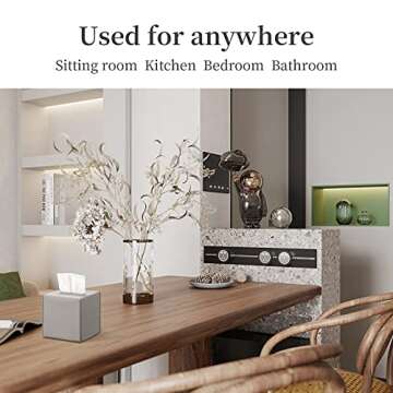 Modern PU Leather Tissue Box Cover - 2 Pack Grey