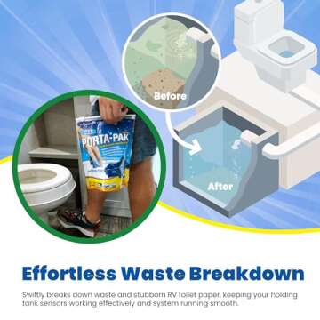 Walex Porta-Pak Black Holding Tank Deodorizer & Portion Control System Drop-Ins - Rapid Breakdown of Waste & Paper, Odor Prevention, Cleans Tank & Sensors - Fresh Scent, 10-Pack