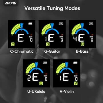 Aroma Guitar Tuner Clip On Rechargeable for Fast Accurate Tuning