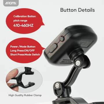 Aroma Guitar Tuner Clip On Rechargeable for Fast Accurate Tuning