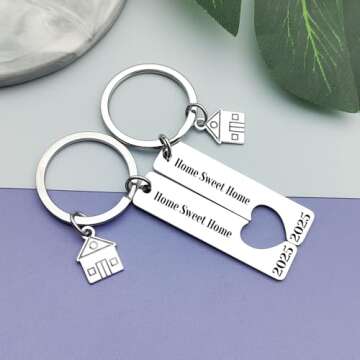 for 2025 New Home Keychain Set Housewarming Gift for New Homeowners New House Keyring Moving In New ...