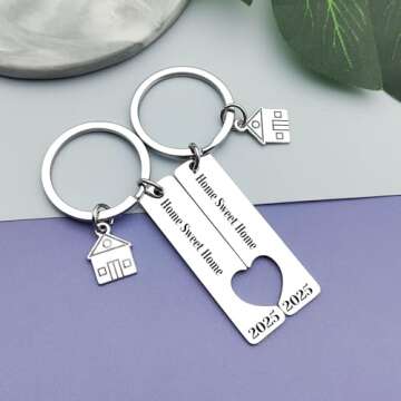 for 2025 New Home Keychain Set Housewarming Gift for New Homeowners New House Keyring Moving In New Home Gift for Couple Friends Sweet Home Jewelry for Family Coworker Real Estate Agent Closing Gift